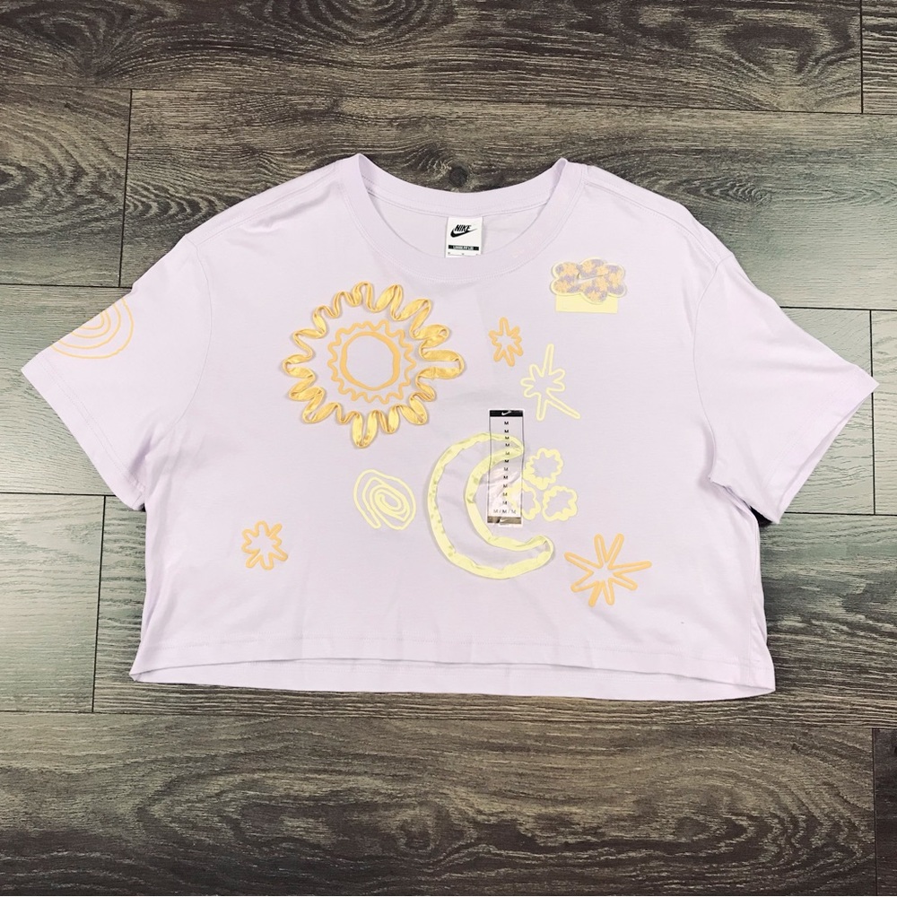 Nike Project U*Phoria Women’s Floral Crop Top Violet Frost Shirt Sz M DV9678-546